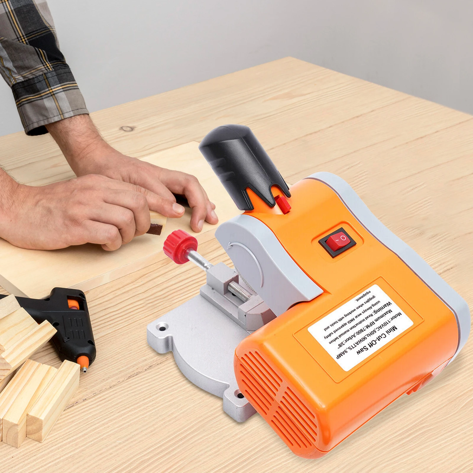 Mini Cut-off Saw 7800RPM 90W 220V/110V Electric Cutting Machine Adjustable 0-45° Angle for Wood Plastic Stone Metal DIY Craft