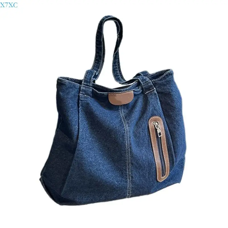 

X7XC Fashionable Jeans Satchel Modern and Elegant Shoulder Bag Large Capacity Handbag for Shopping Business and Travel