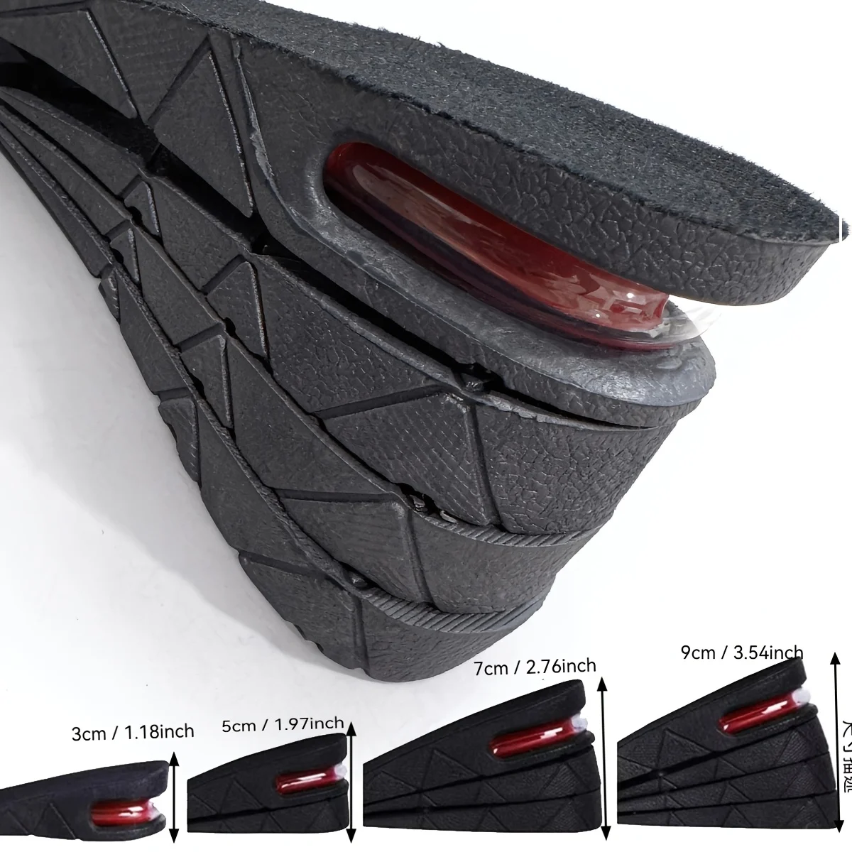 height Increasing Insole, Air Cushion Shoe Insole, 4-layer Heel, Men's And Women's Styles, 1 Pair