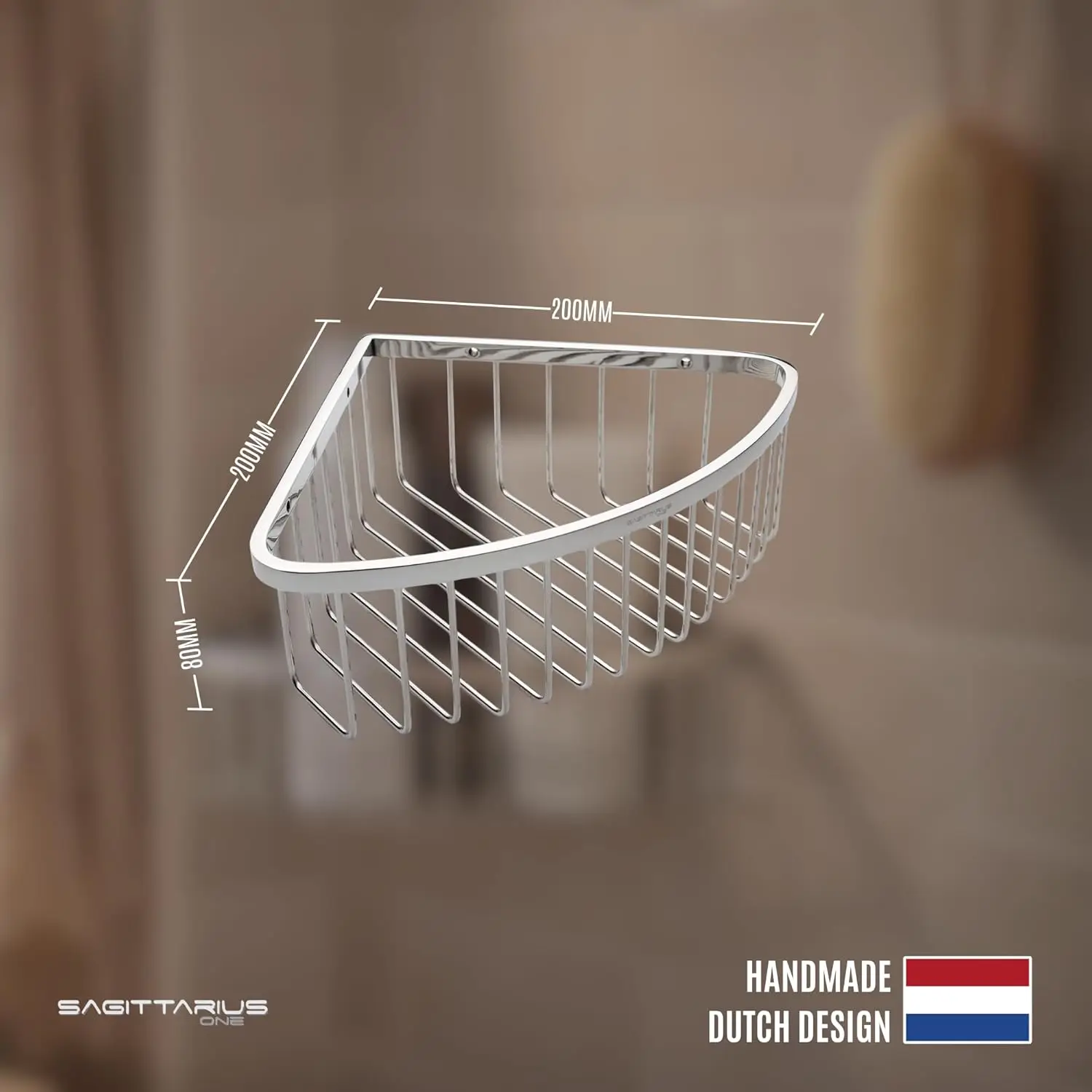Corner Shower Caddy – Rustproof Stainless Steel SUS 304, 8 cm Deep Shelf, Durable Organizer, Corner Storage, Chrome
