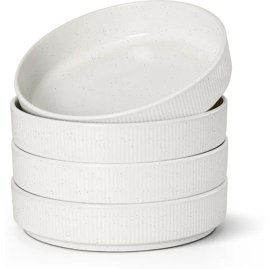 

Большие миски для макарон на 35 унций, набор из 4 предметов для сервировки ужина, широкие неглубокие керамические тарелки, идеально подходящие для салата, супа и макаронных изделий в микроваге