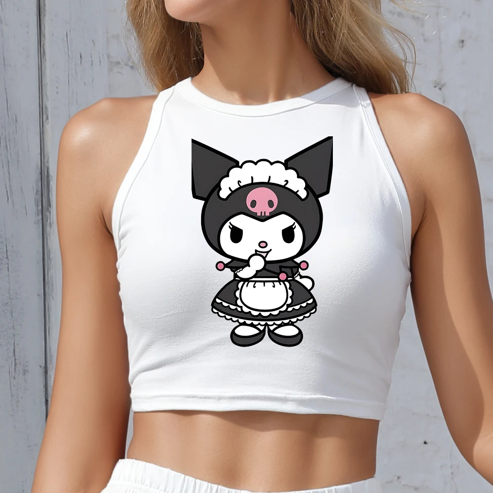 

TOPS WOMAN 2025 stylish off shoulder crop top summer cute aesthetic womens party wear KUROMI inspired