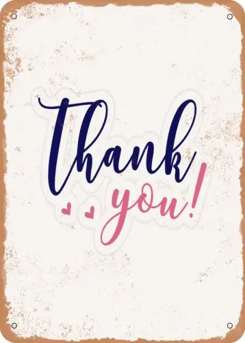 Metal Sign - Thank You - Vintage Look sign
