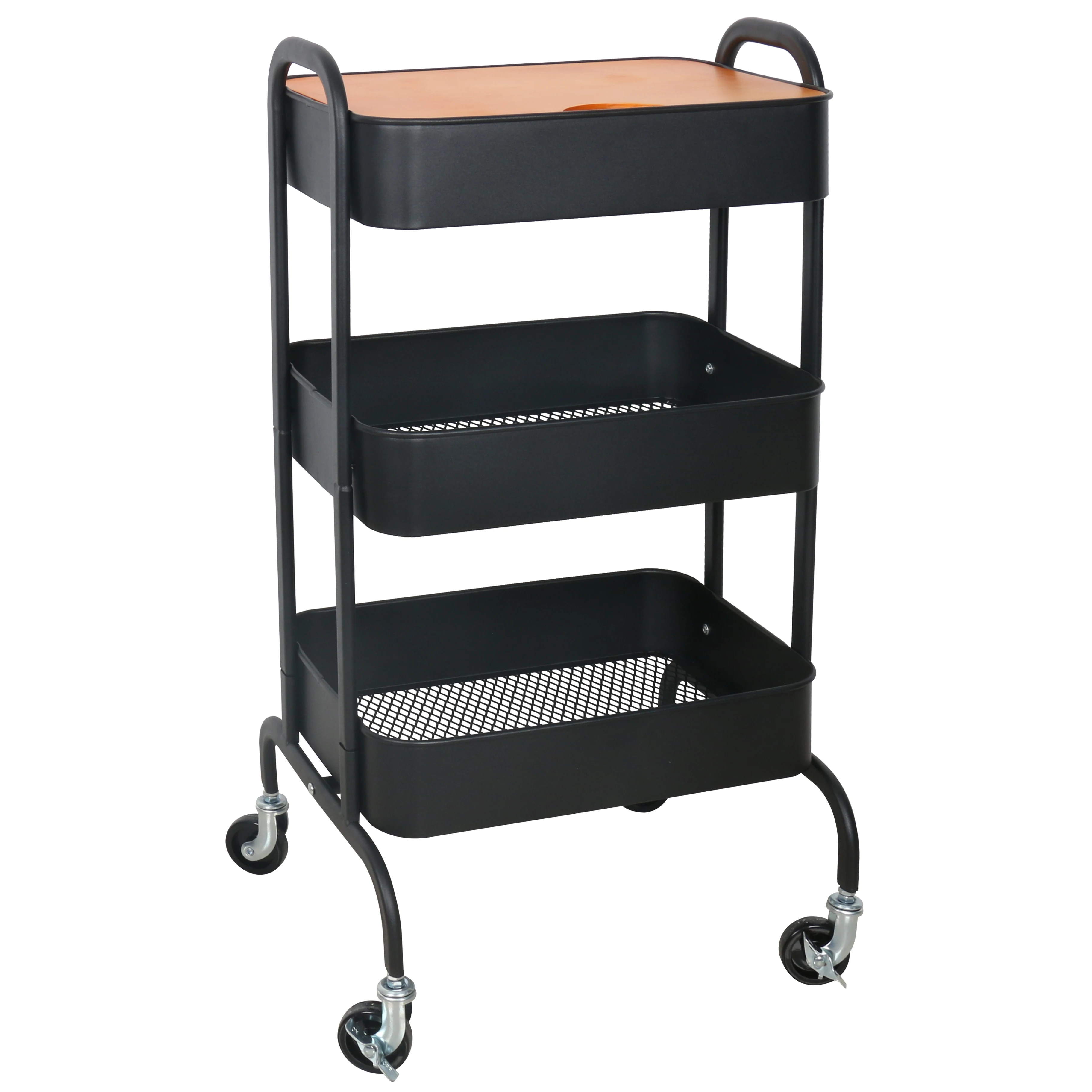 New Multi-functional Mesh Rolling Cart With Handle 2 3 Tier Organizer Utility Cart Storage Shelves