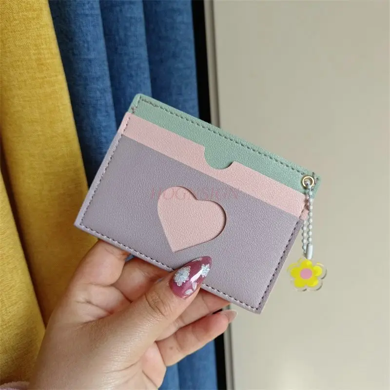 

1pcs Dopamine Card Bag Fashion Love Color blocked Zero Wallet Ultra thin Portable Credit Card Transit Card Cover