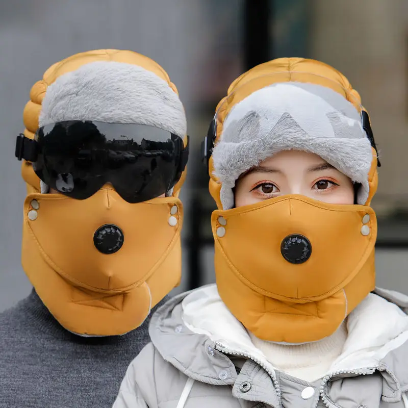 

Pilot Lei Feng Hat Men's Winter Thickened Eye Protection Canvas Hat Women's Warm Thickened Windproof Ear Protection Hat Skiing