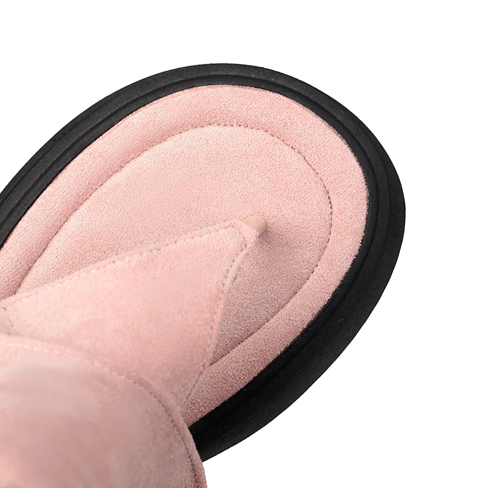  New Summer Comfortable Pink White Women Sandals Hot Thick Sole Med Heel Lady Shoes Plus Big Size 10 43 46 view 4