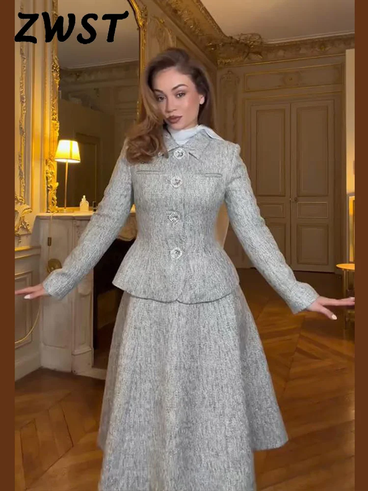 

Elegant Weave Jacket Party Dress Suit Women Lapel Button Slim Jackets Long Strap A-line Dresses Lady Spring Evening Set Lady