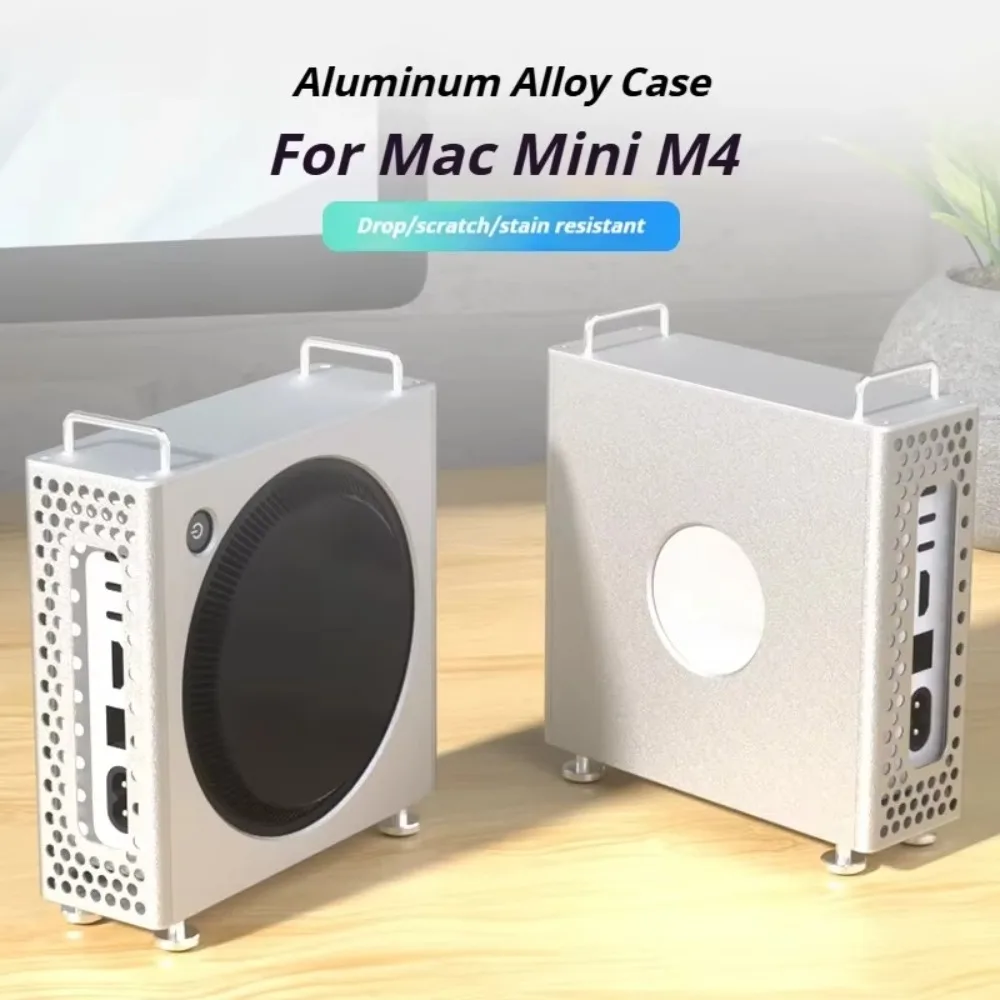 

Heat Dissipation Computer Case Dustproof 2in1 Design Desktop Chassis Stand Shockproof Aluminum Alloy for Mac Mini M4/M4 Pro
