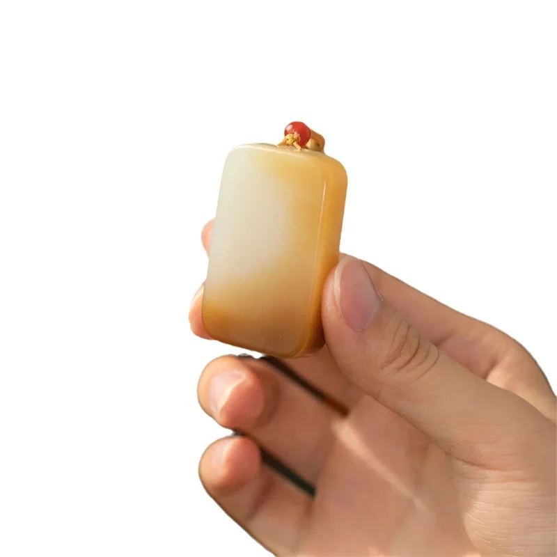 Hetian sugar-white jade peace pendant, amulet, and bread-shaped charm