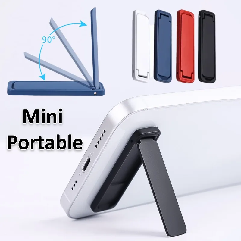 Ultra Thin Mini Metal Folding Mobile Phone Holder Back Sticker Alloy Invisible Portable Mobile Phone Desktop Support Bracket