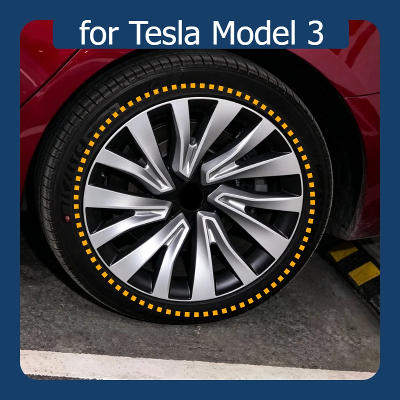 4 Stück für Tesla Neues Model 3 Highland 18 Zoll Radkappe Performance Ersatz-Radabdeckung Komplette Felgenabdeckung Zubehör Nova Style