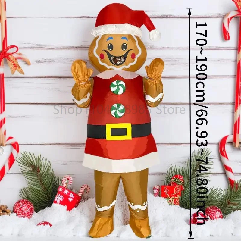 

Christmas Gingerbread Man inflatable Costume Gingerbread Man Jumpsuit Role-playing Suit Halloween Holiday Party Dress Up Gift