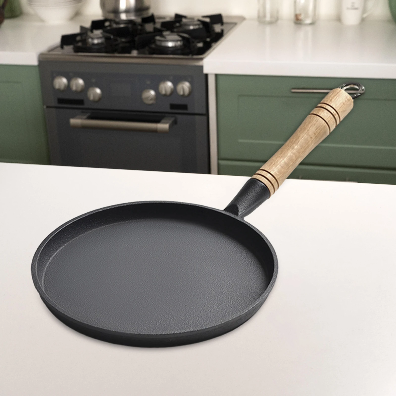 Round Griddle Pan Cast Iron Frying Pan Nonstick Cooking Omelette Pan for Outdoor Kitchen Camping Party