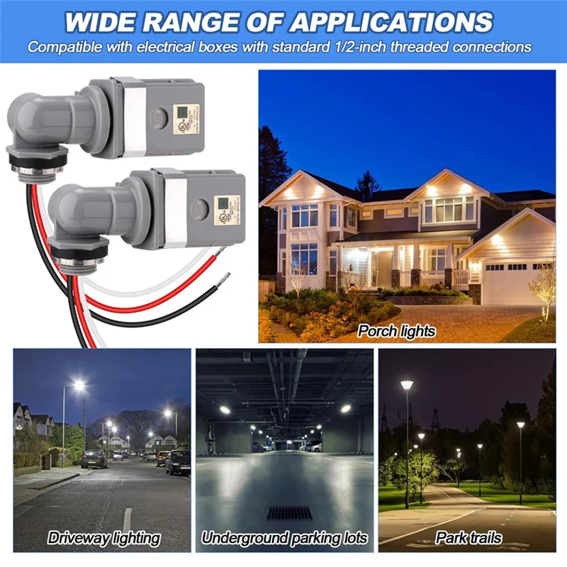 TKOH-2 Packs Swivel Mount Photocontrol Outdoor Photocell Sensor With Stem, Photo Cell Sensor For Outdoor Lights
