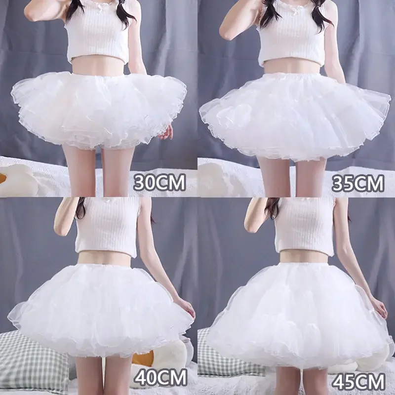 Women Petticoats Puffy Tutu Skirts Violent Boneless 4 Layers Soft Tulle Lolita Mini Skirt Support Cosplay JK Dress Underskirt