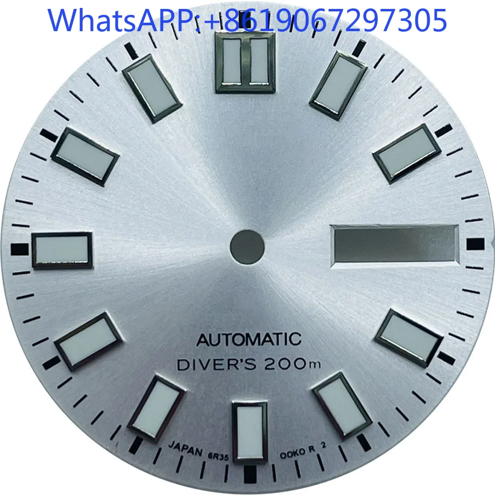 

Sunburst Vintage Retro Rectangle Markers Sport Watch Dial Suitable for NH35/36 Automatic Movement Green lume Mod Parts