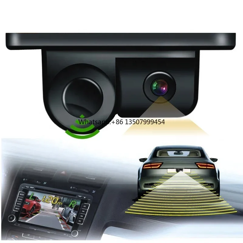 

2in1 LCD Display Car Reverse Backup Radar Sound Alert Video Parking Sensor Camera with Night Vision Auto Rear View Camera