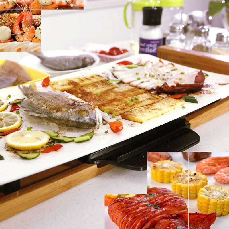 Grelha elétrica sem fumaça para casa, antiaderente, assadeira coreana multifuncional, máquina de churrasco, 220v, 2100w
