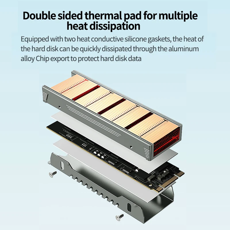 TEUCER M.2 SSD NVMe Heat Sink M2 2280 Solid State Drive 36 Cooling Fin Radiator with Thermal Pad