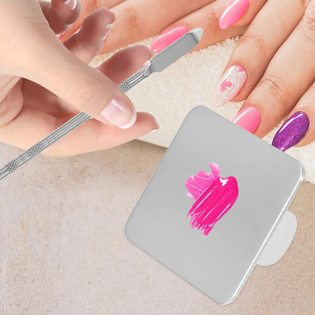 1 set roestvrijstalen nagelmengplaat make-up mengbak foundation pigmentpalet manicure blending tool kit kleine spatel