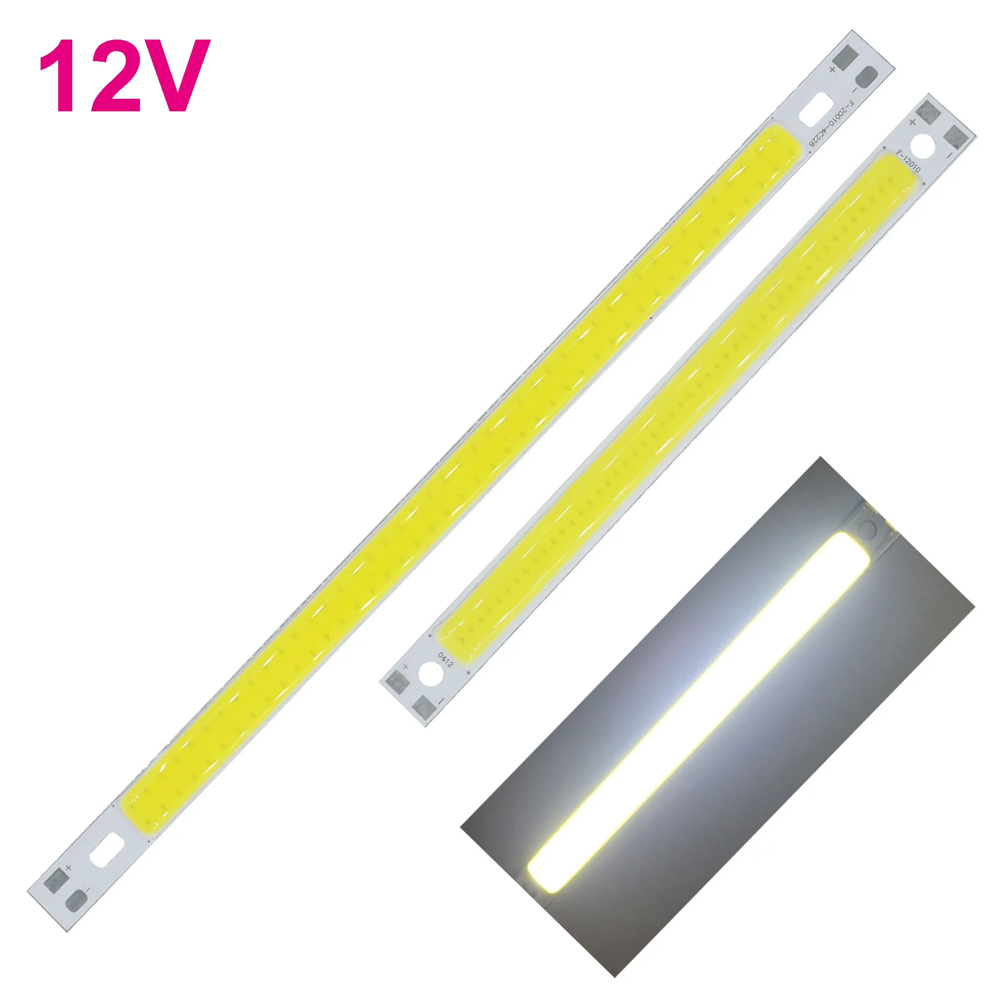 12V COB Strip Light 200x10mm or 120x10mm Light Emitting Diod 12W 6W 1000-1500LM COB LED Strip Light COB Strips Lamp White 6500K