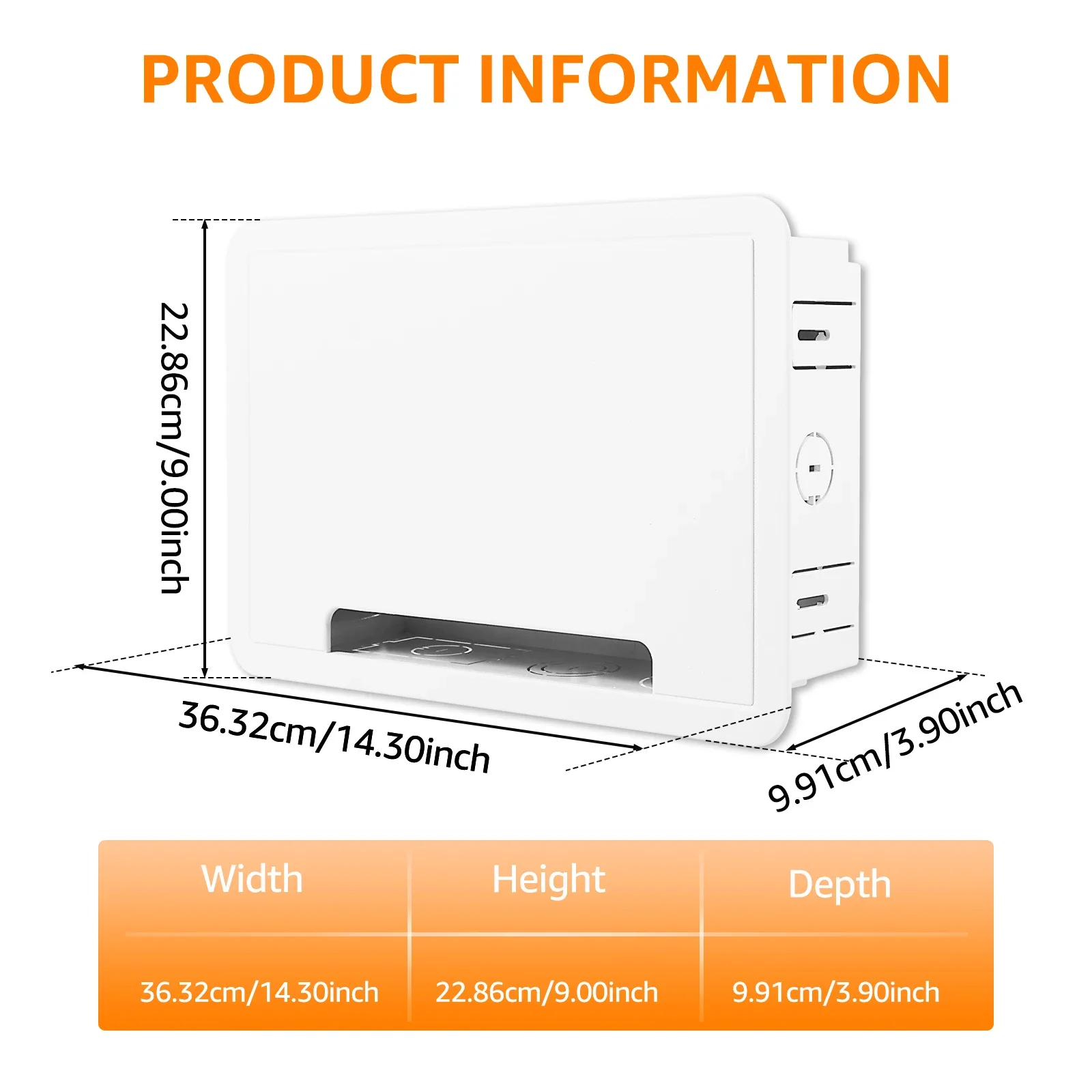 In Wall TV Media Buried Wire Box 9inch Recessed Media Box Cable Management Kit Organize Streaming Device Wall Easy Installation