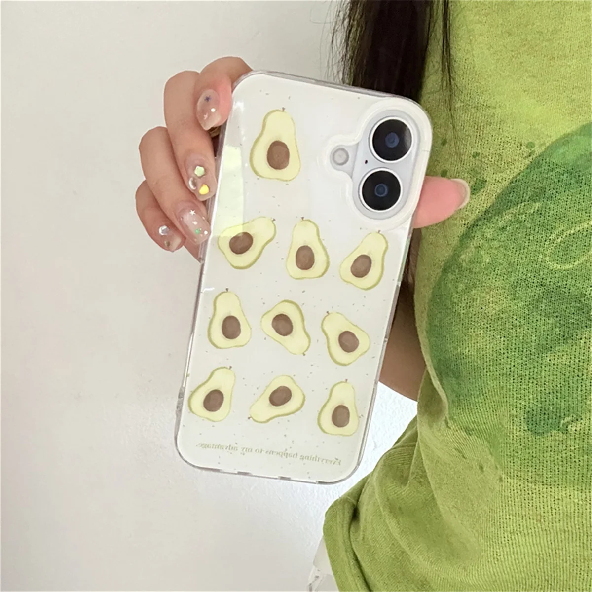 

Summer Fresh Avocado Phone Case For iPhone 16 Pro 15 14 13 Pro Max Cover Korean Cute Protective Cases Funda