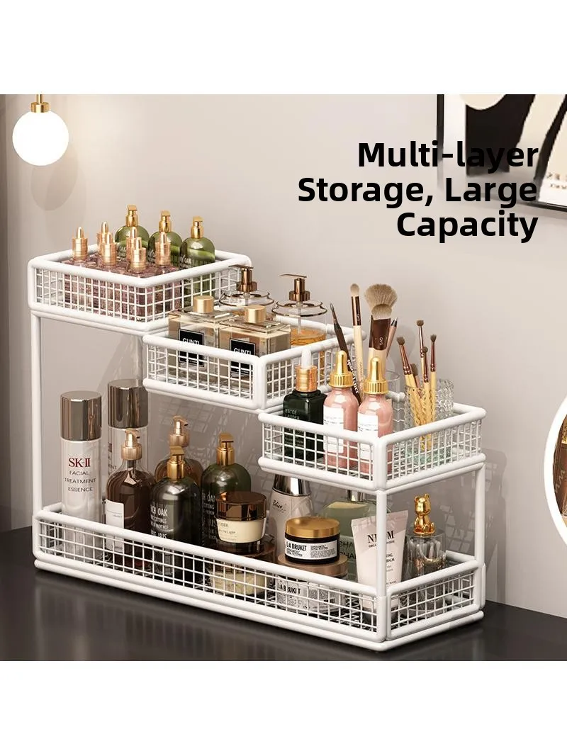 

Роскошный ящик для хранения косметики, многослойный настольный органайзер, металлический держатель для средств по уходу за кожей, настольное размещение Ra