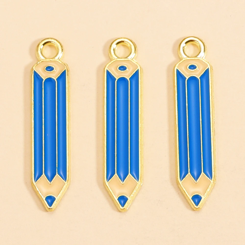 10 Stück süße, lustige Emaille-Buch-Bleistift-Charms-Anhänger für Schlüsselanhänger, Armband, Stiftkette, handgefertigtes Handwerk, DIY-Schmuckherstellungszubehör – Detail 7