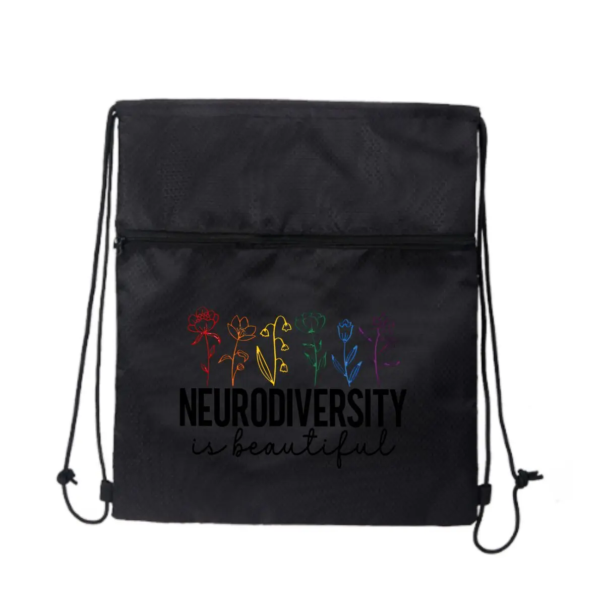 

Neurodiversity is Beautiful Autism Wildflower Drawstring Bag Backpack Large Capacity Women Men Wear