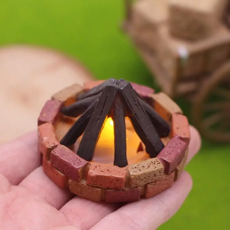 

Аксессуар для кукольного домика, 1:12 светодиодная миниатюрная игрушка для декора сцены для кемпинга и костра