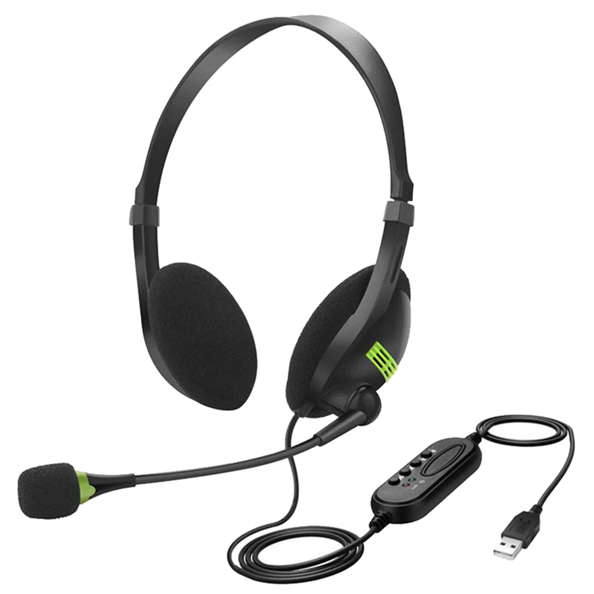 USB Wired Headset with Microphone Noise Cancelling In- Control Business Comfort Earphone for Chatting Software