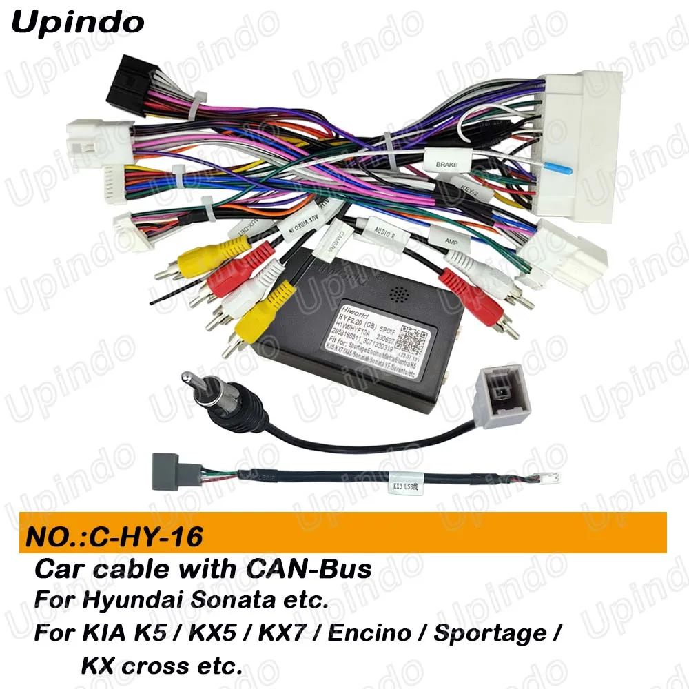 

Android Radio Wiring Harness Adapter with CAN-Bus Decoder For KIA Sportage Sorento K5 KX5 KX7 Hyundai Sonata Elantra
