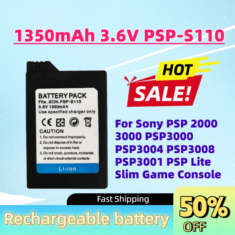 New 1350mAh 3.6V PSP-S110 Replacement Battery for Sony PSP 2000 3000 PSP3000 PSP3004 PSP3008 PSP3001 PSP Lite Slim Game Console