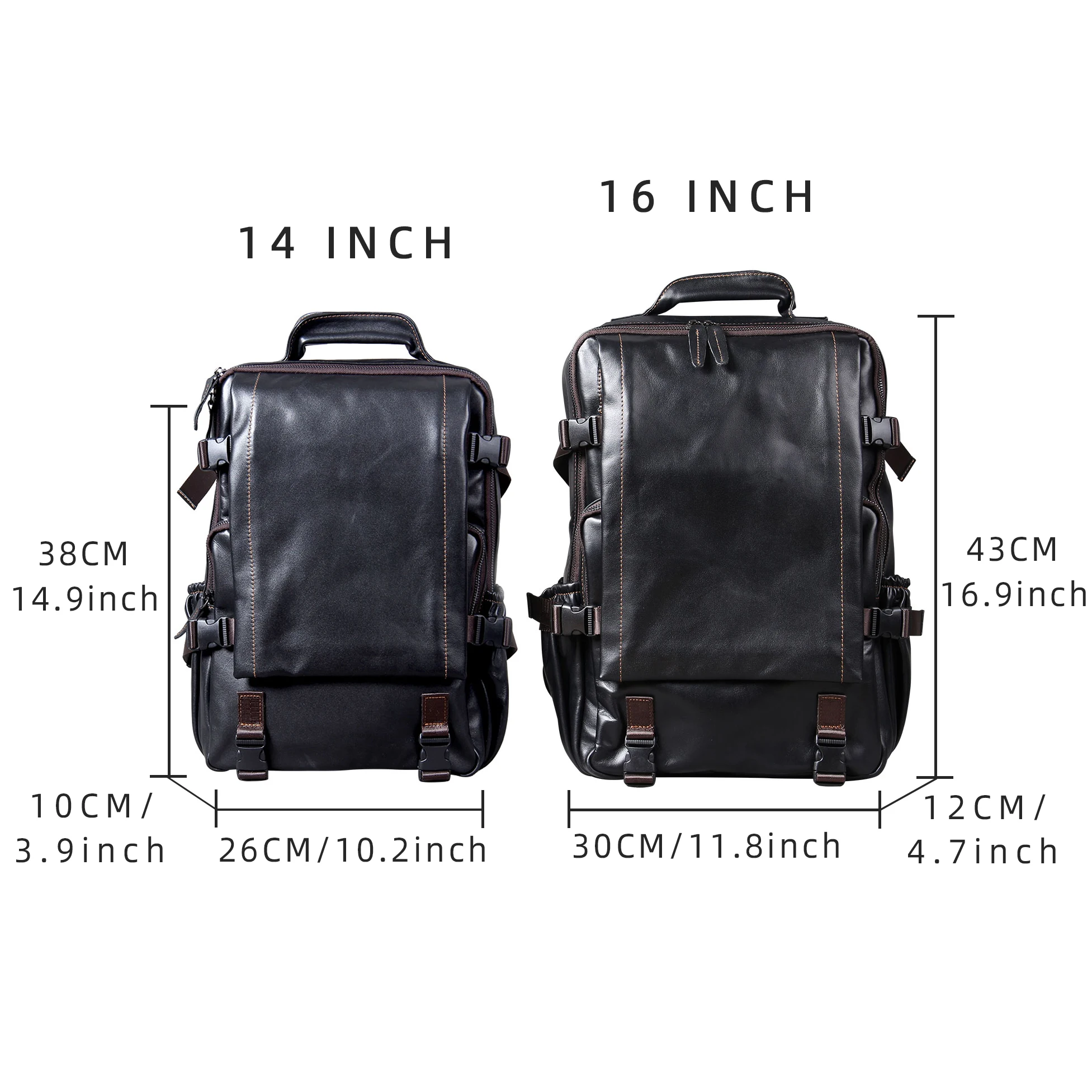 S.WORKER Lässiger Herrenrucksack aus echtem Leder, große Kapazität, 15" Laptop-Reisetasche, Schulrucksack aus Rindsleder, modische Wochenendtasche – Detail 3