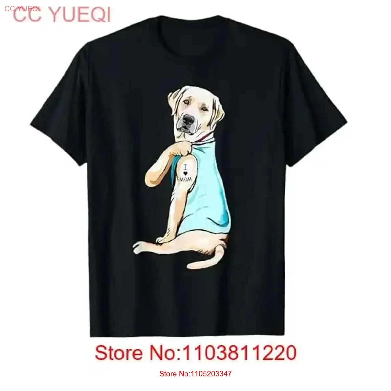 

I Love Mom Funny Labrador Tattooed T Shirt vintage Washed Comfortable designer clothes graphic Soft Breathable vintage Washed