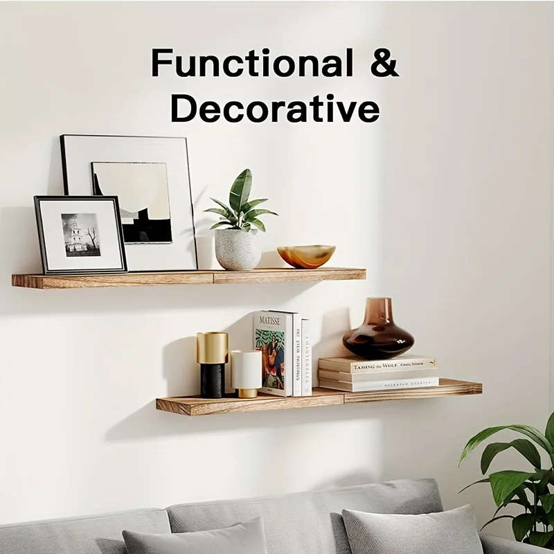 رف حائط خشبي بسيط من الشمال قطعة واحدة - رف تخزين معلق بطبقة واحدة، مثالي للديكور والتنظيم، أرفف للحمام #3