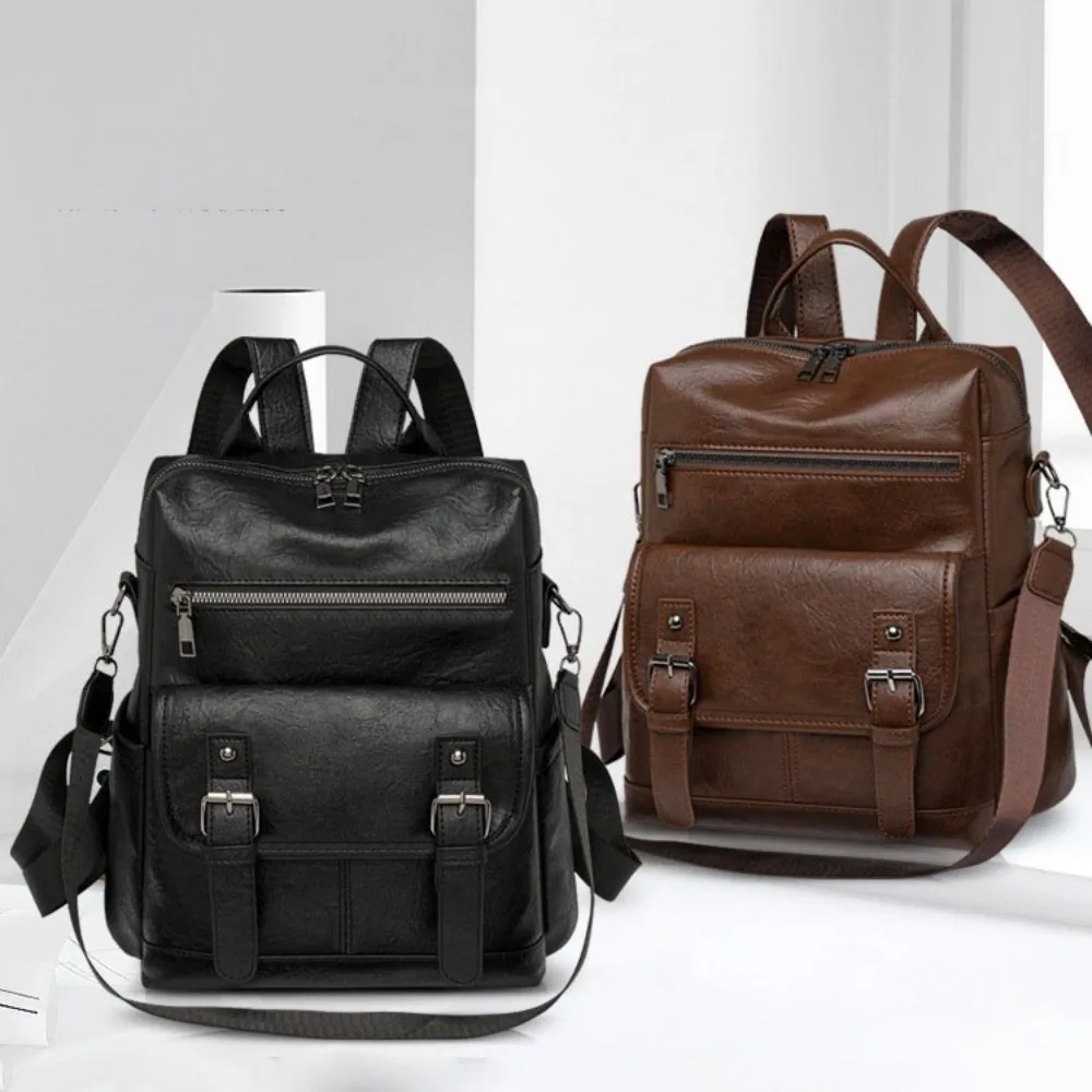 Portable PU Peather Student Backpack Large Capacity Anti Splash Water Student School Bag Soft Crossboby Mommy Shoulder Bag Women