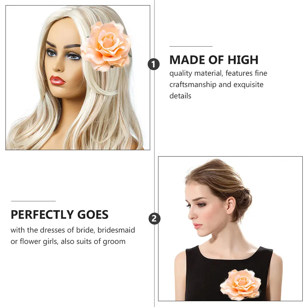 

8 Pcs Rose Brooch Corsage Fake Hairpin Flower Clip Fabrics Brooches for Women Bridegroom Boutonniere