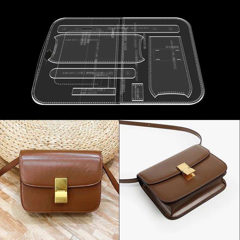 1Set New Acrylic DIY Template Crossbody Bag Leather Craft Pattern hollowed Stencil Sewing Pattern