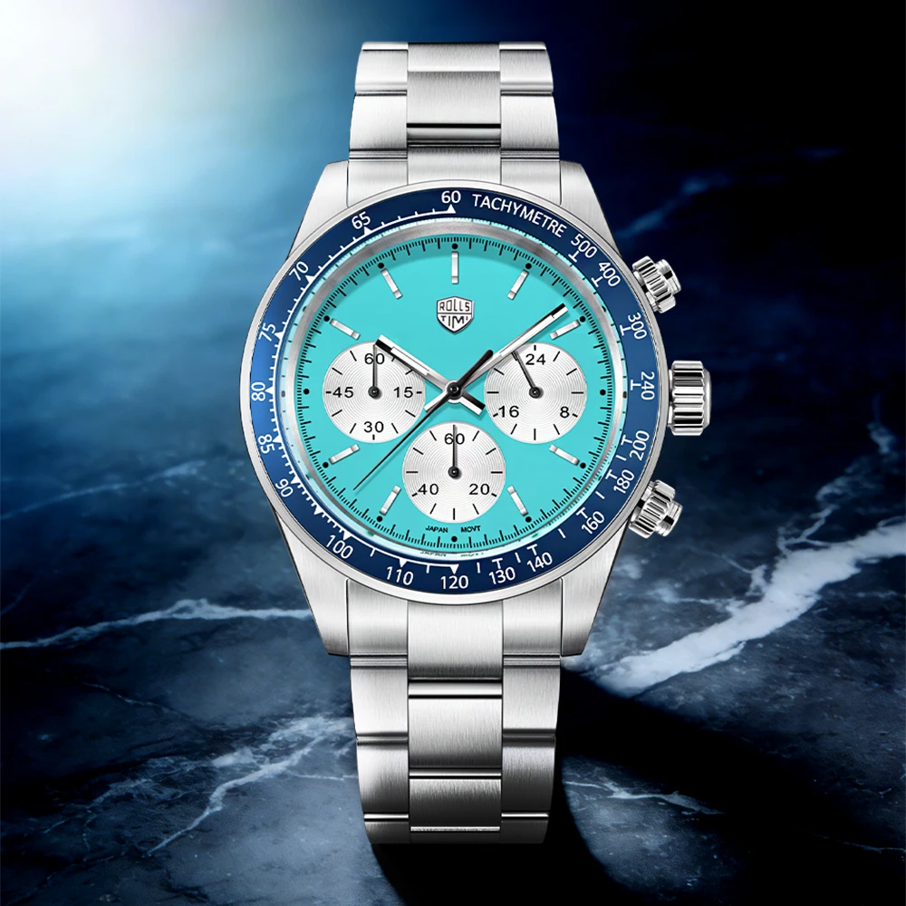 2026 new RollsTimi retro Vk63 Movt chronograph men's business quartz watch sapphire stainless steel waterproof men's watch reloj