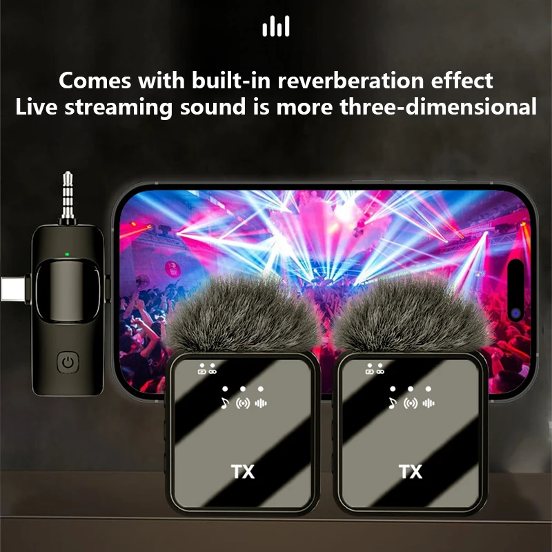 Xiaomi Wireless Lavalier Microphone for iPhone Android Microphone Reverb Sound Video Recording Podcast Noise Reduction Clip mic
