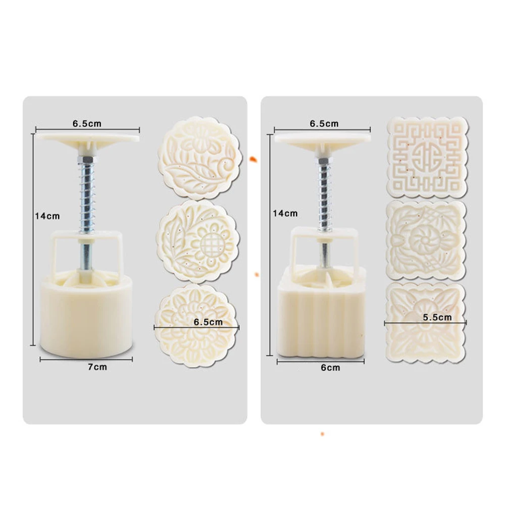 

16 pcs Mooncake Mold 50-100G Round Square Hand-Pressure Abs Resin Baking Tool For Cookie Cutter Dessert Decoration Press Set