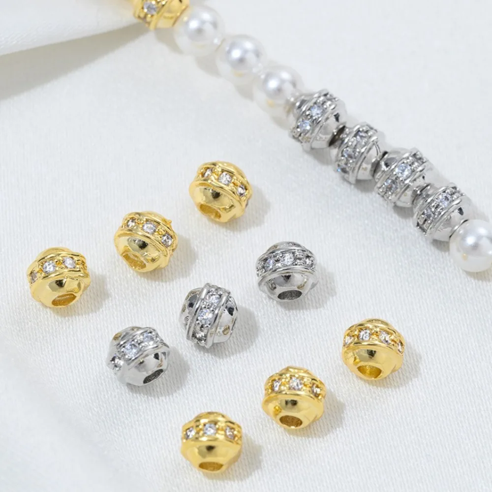 

Медная бусина 18-каратного золота, круглый циркон, маленькая круглая бусина-разделитель, свободная бусина ручной работы, сделай сам, хрустальная нить, жемчужные аксессуары