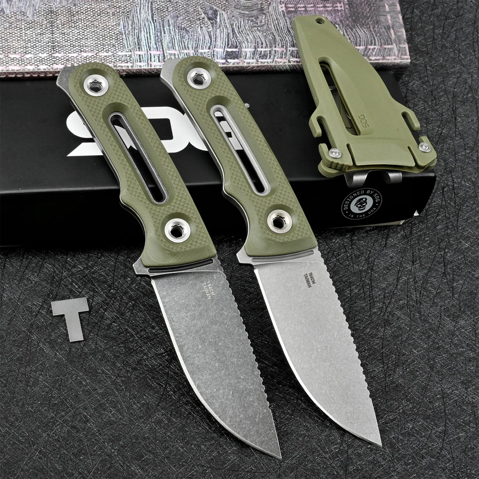 Portátil ao ar livre Tactical Survival faca portátil Carry, Camping, defensivo, afiado, lavável bainha, Nylon, fibra de vidro, Steel Clip