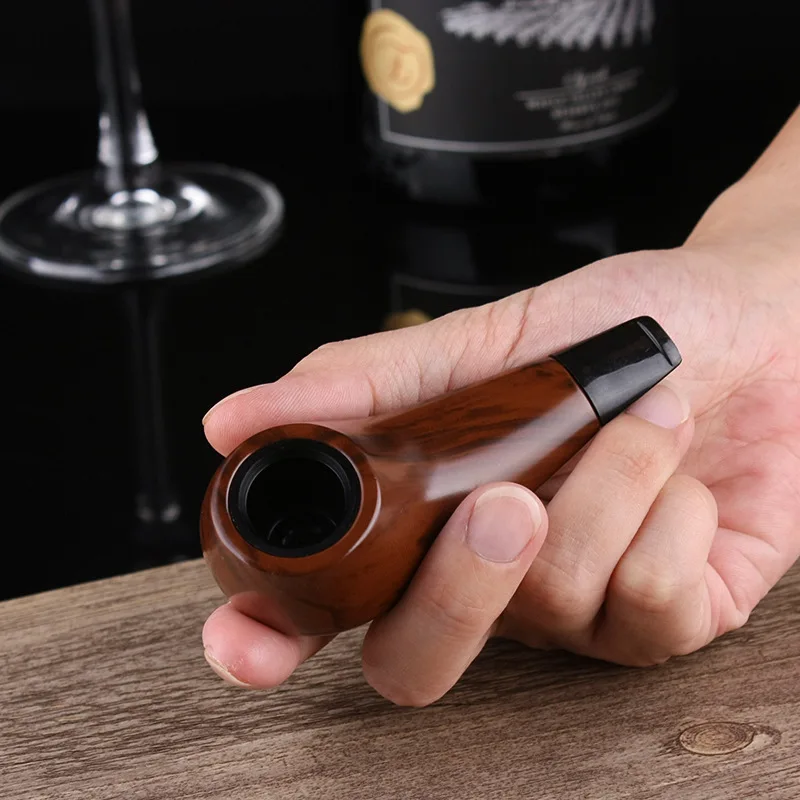 Mini Ebony Resin Wood Pipe Handmade Tobacco Pipe Portable  Smoking Pipe Vintage Bent Smoke Pipe Accessory