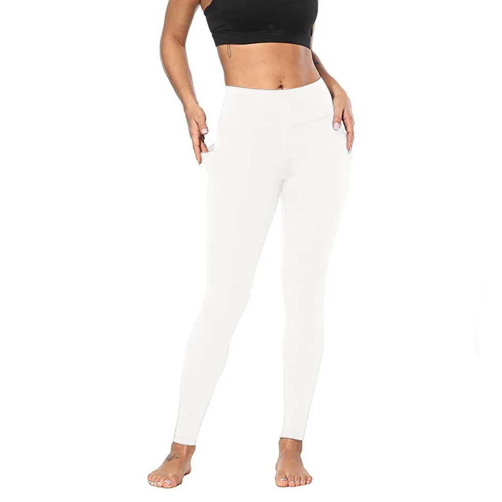 Pantalones de Yoga con realce de cadera para mujer, mallas ajustadas de cintura alta para correr, Fitness, Color sólido