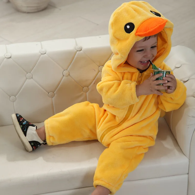 

Lemurpapa Kigurumis Duck Baby Bodysuits Boys Girls Anime Onesie Cosplay Costume Baby Romper Infant Soft Flannel Halloween 0-3Y