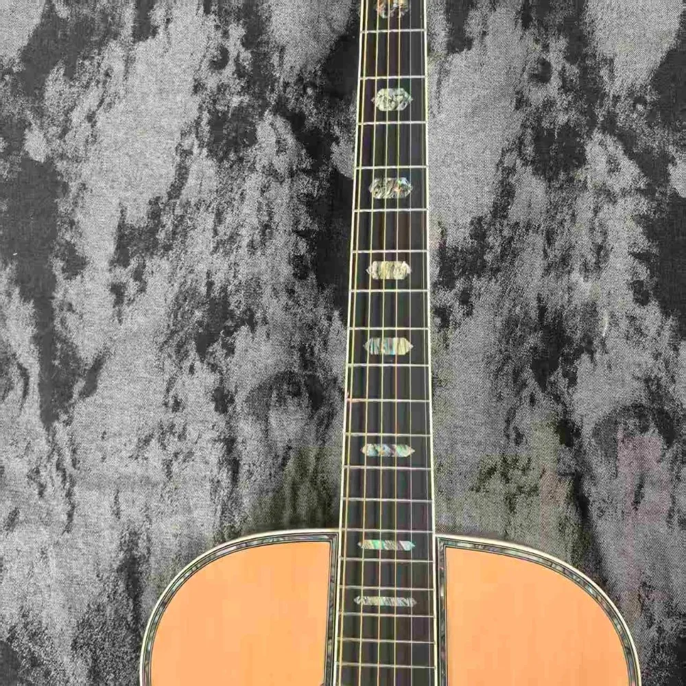 جديد وصول OM45 الغيتار الصوتية الأبنوس الأصابع لوحة الصنوبر الأحمر العظام الجوز آلة موسيقية أداة خشبية دائمة #5